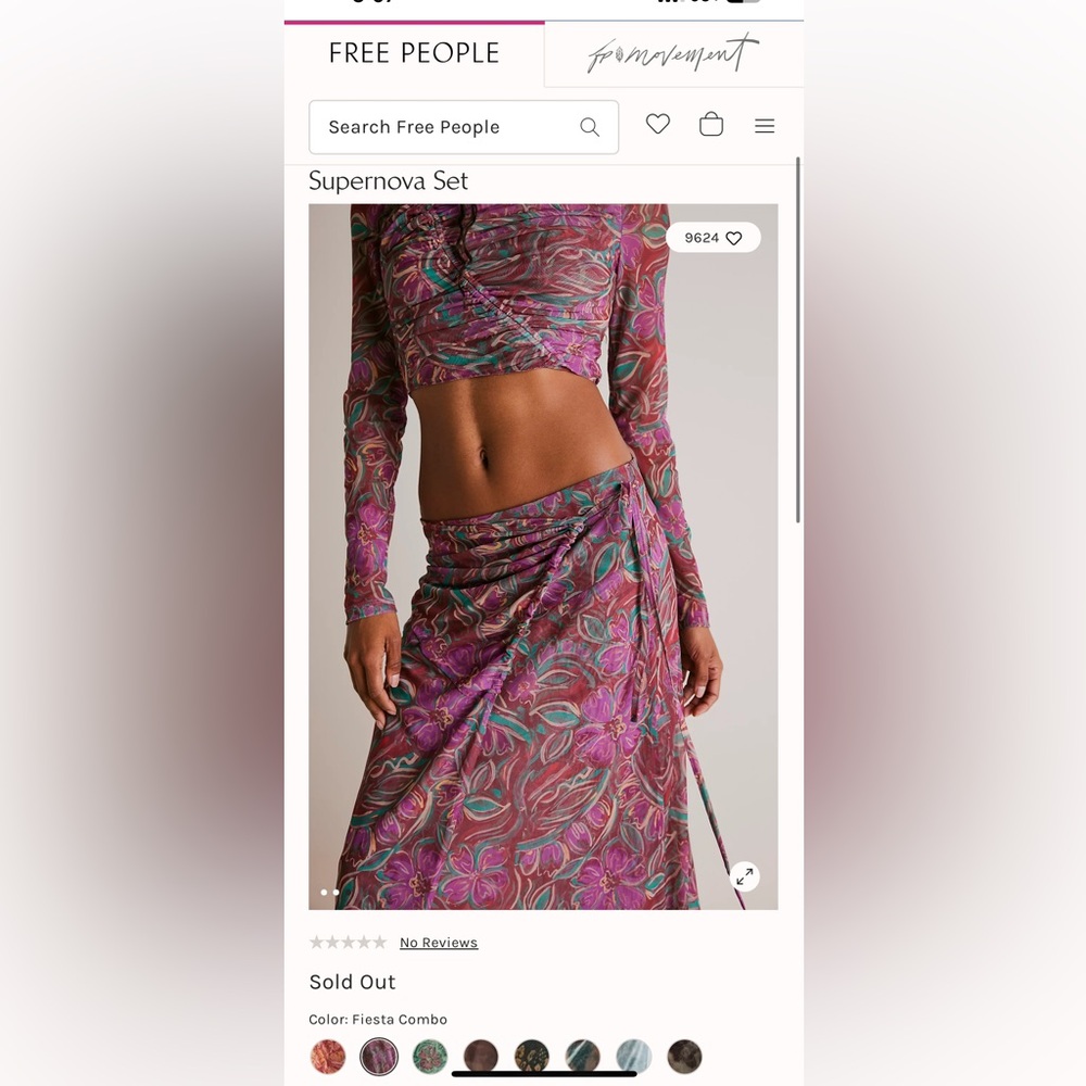 Free People Pink & Teal Paisley Long Skirt Set - Picture 3 of 10